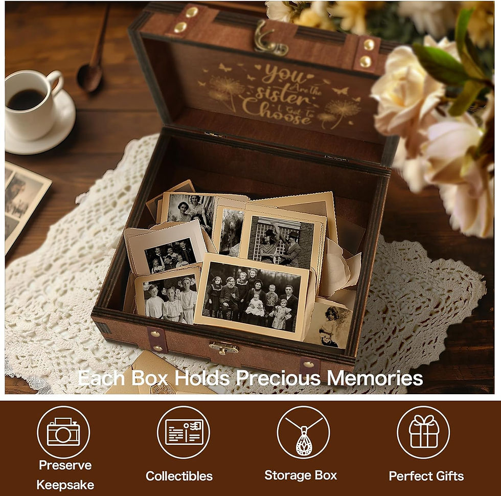 Thumbnail: MACEVIA Friendship Keepsake Box, Small Wooden Memory Box for Sisters, You Are T