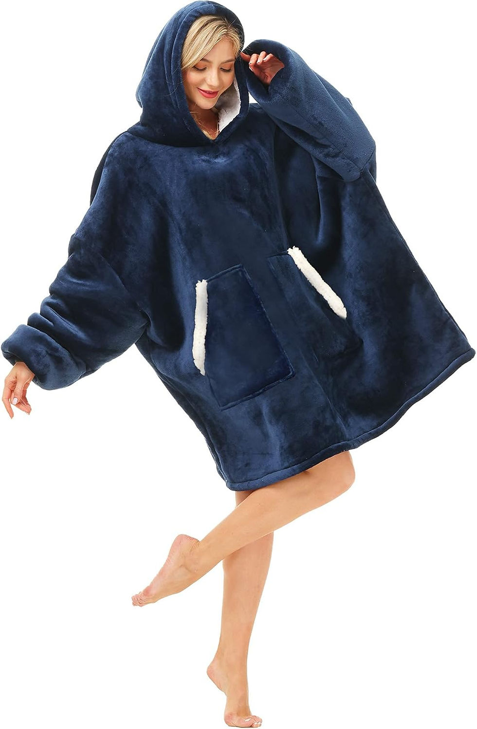Thumbnail: Kipswiza Oversized Wearable Blanket Sherpa Fleece Thick Warm Hoodie Blankets Bi