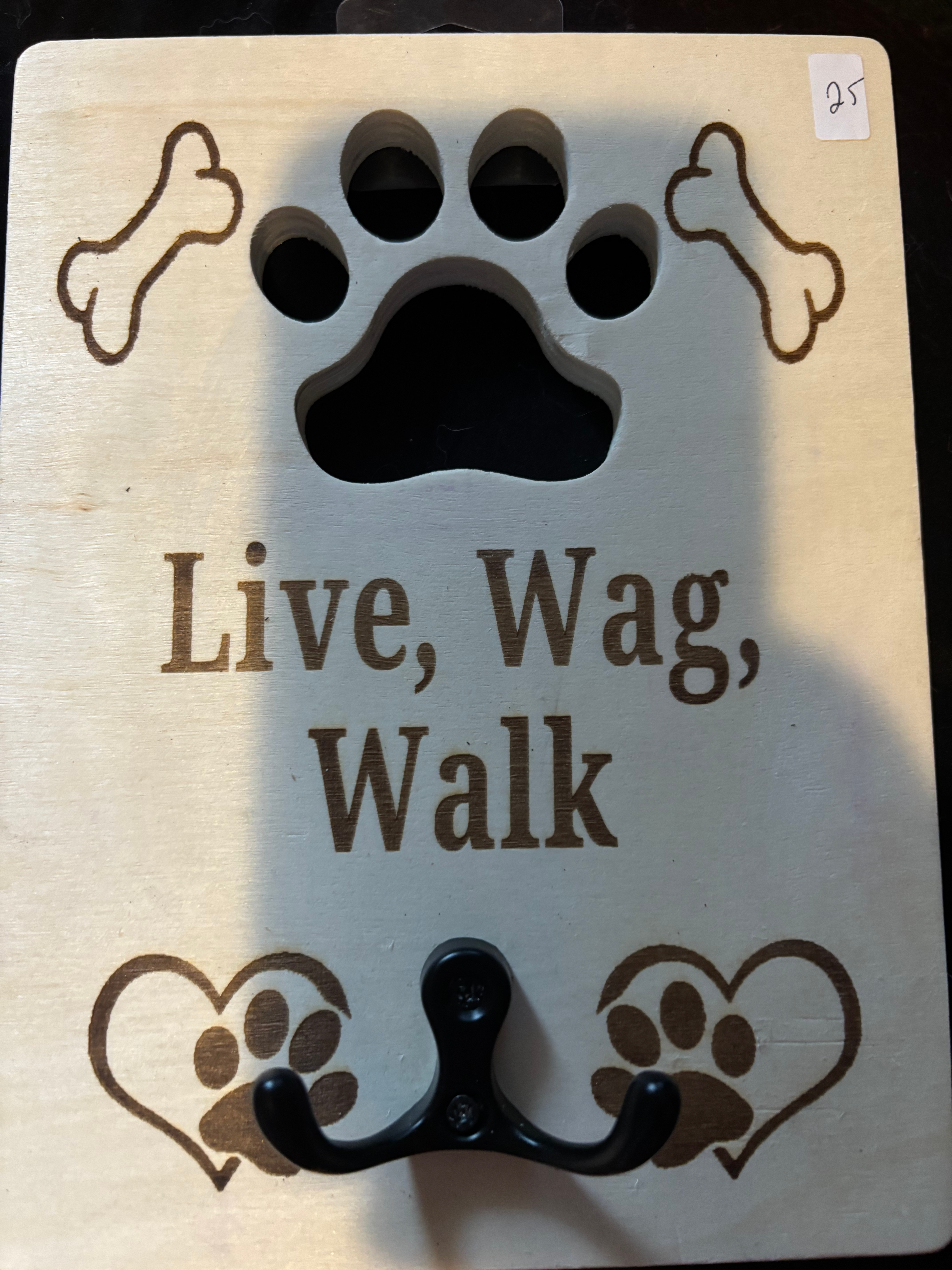 Burned Wood Dog Leash Holder