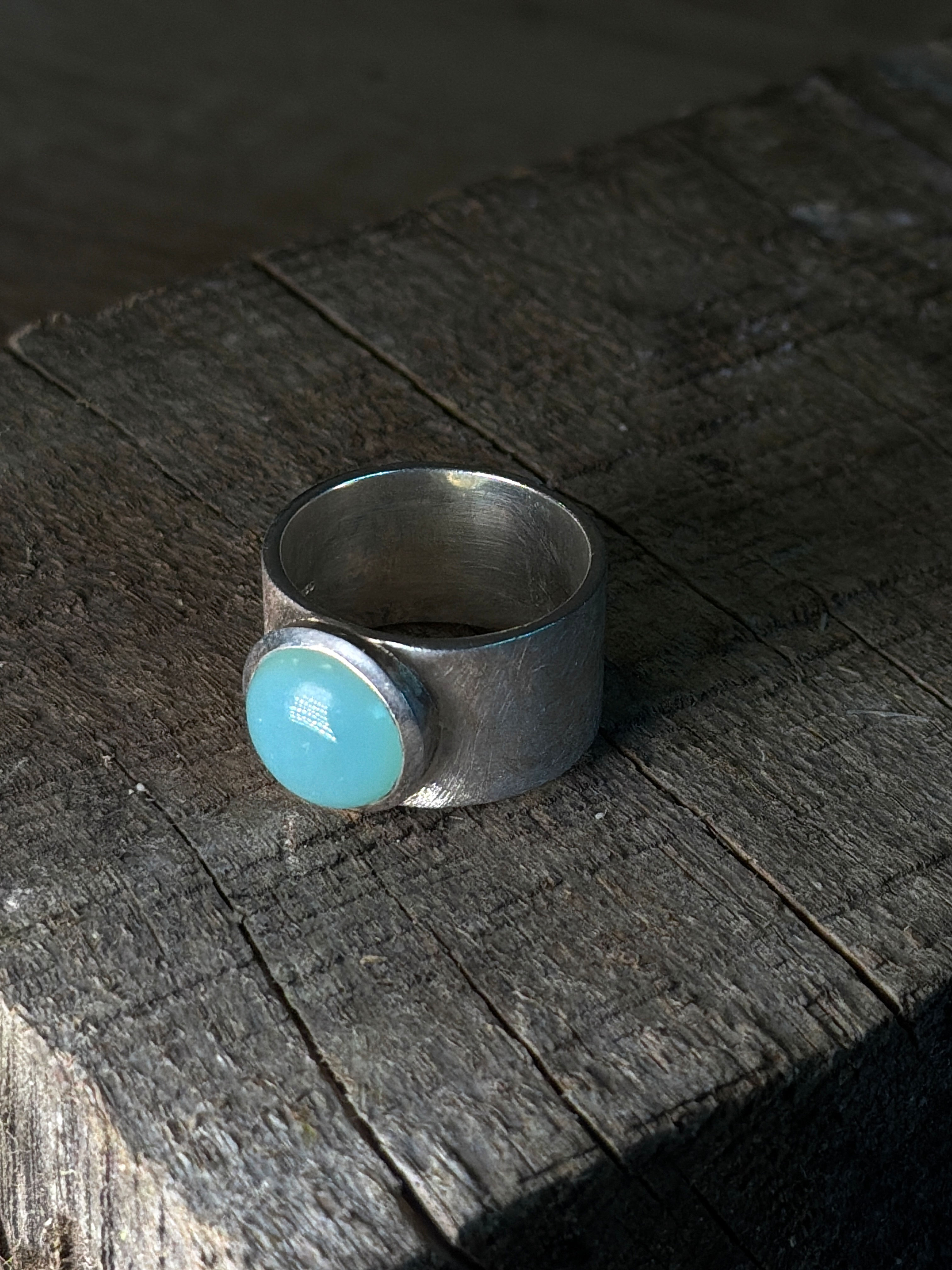 Green Chalcedony Silver Ring