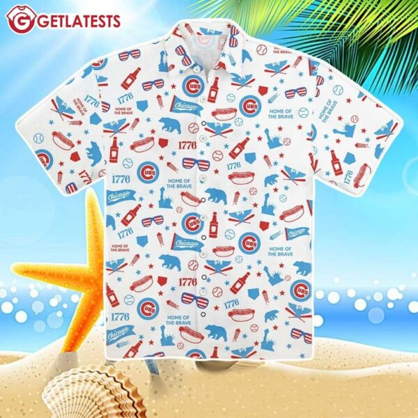 Chicago Cubs Chicago Bears Home Of Brave 1776 Hawaiian Shirt