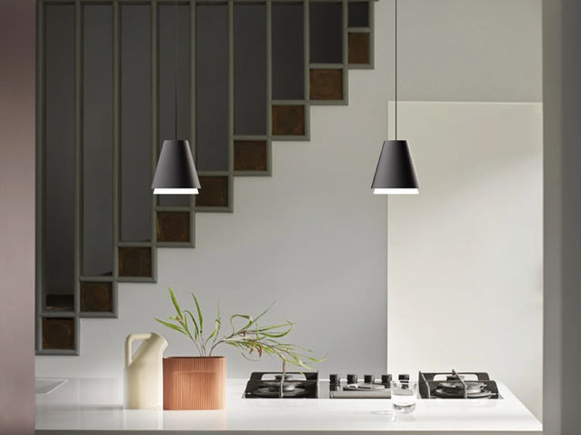 two Con pendant lamps in a kitchen