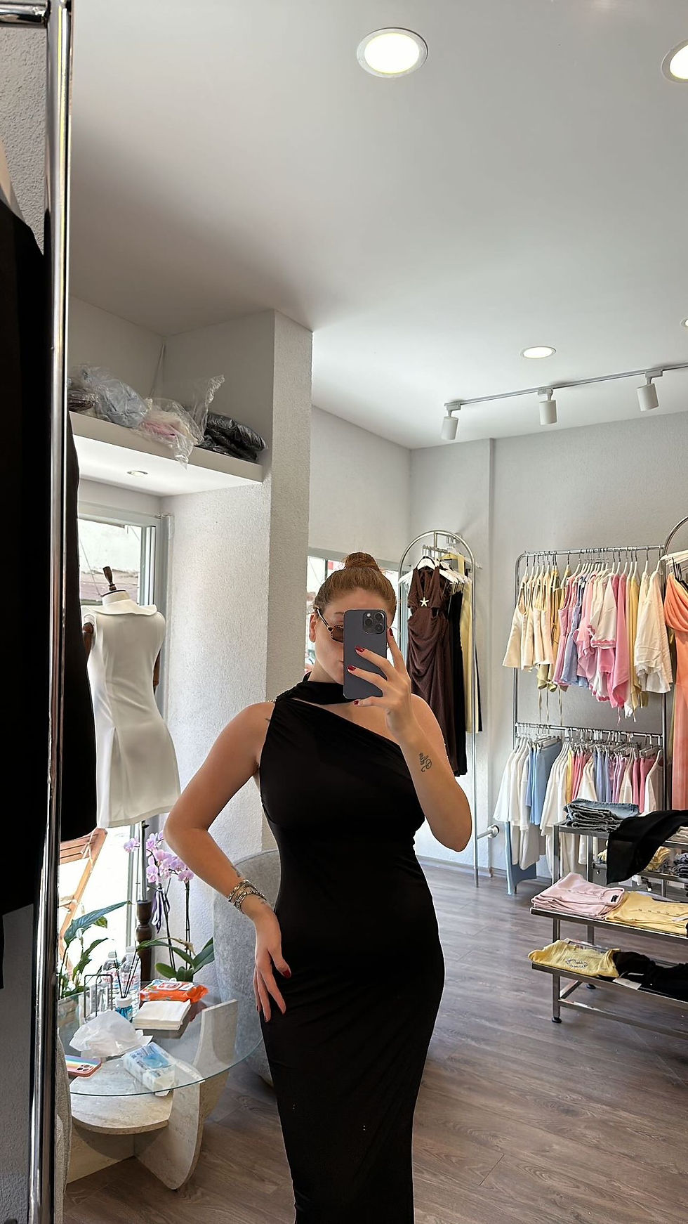 Boyun Detaylı Maxi Elbise