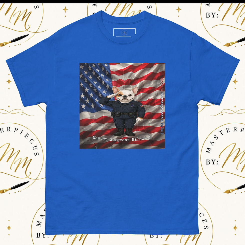 Thumbnail: French Bulldog Communications Master Sergeant Halewick Unisex Tee