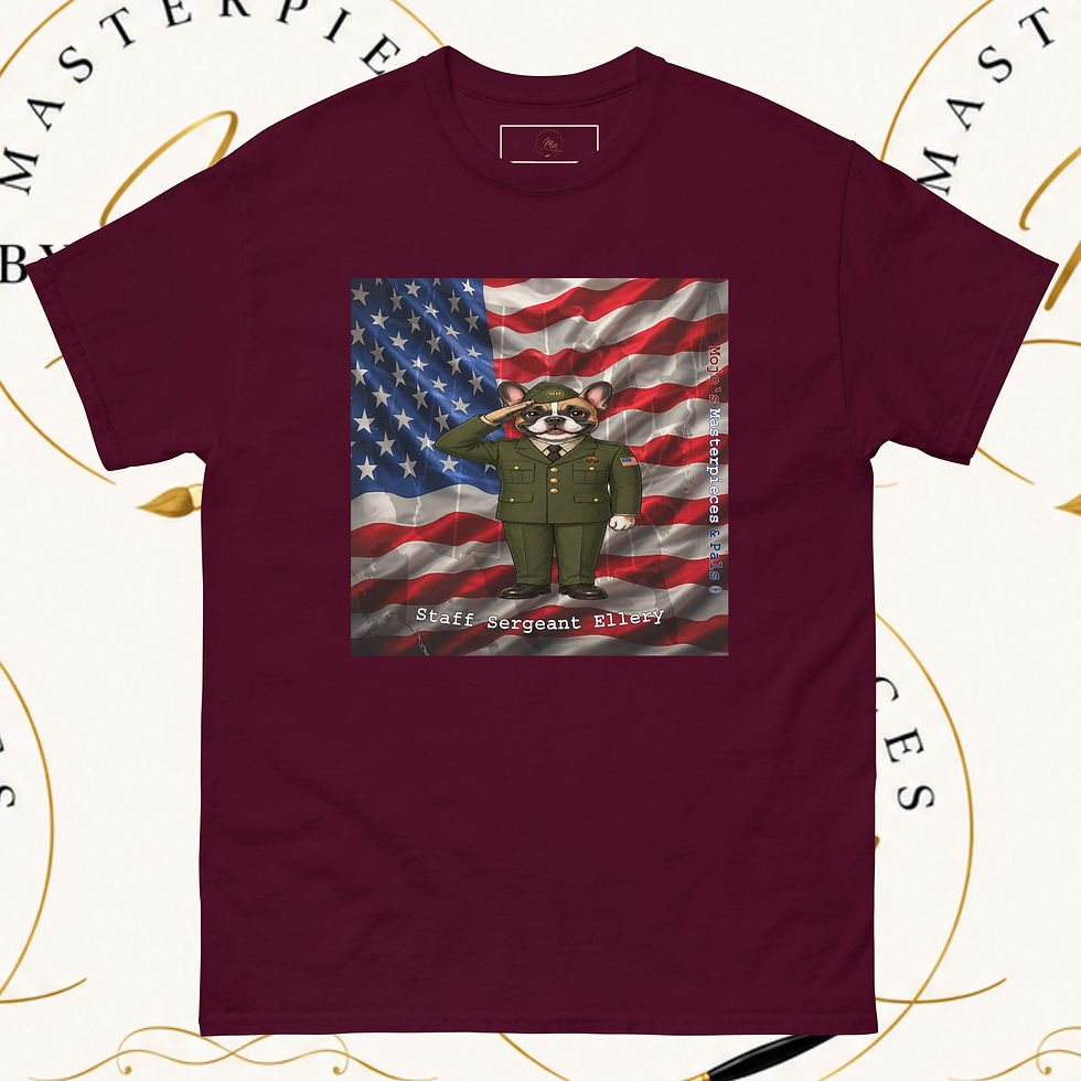 Thumbnail: French Bulldog Staff Sergeant Ellery Unisex Tee