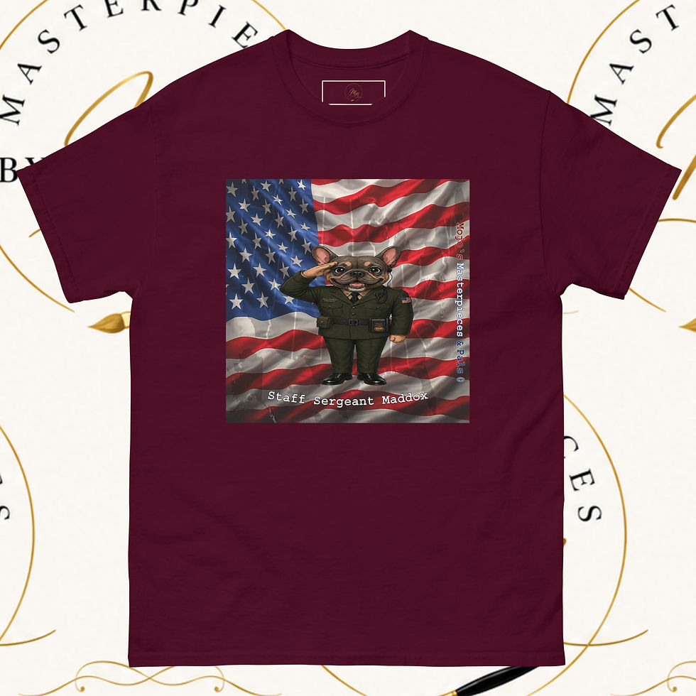Thumbnail: French Bulldog Staff Sergeant Maddox Unisex Tee