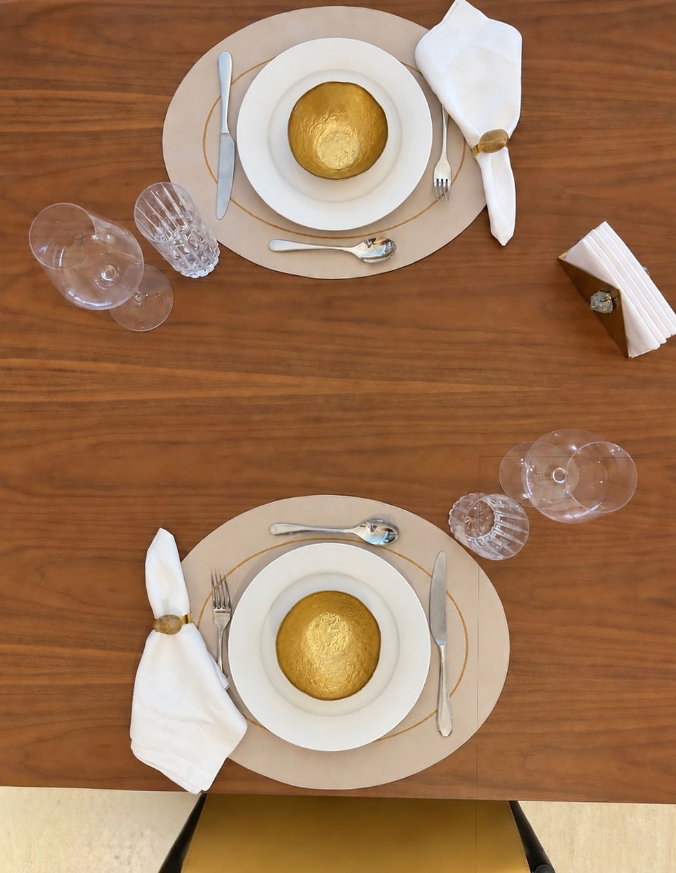Miniatura: Jogo Americano Oval Acqua Block Double Face Ocre e Areia