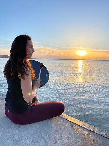 Yoga Teacher with Drum
