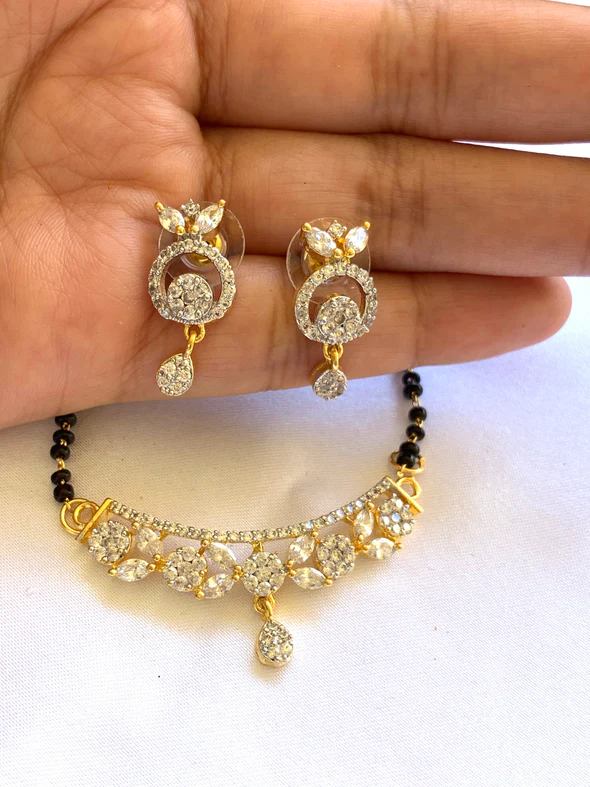 Thumbnail: Gold plated and American Diamond Mangalsutra for Women