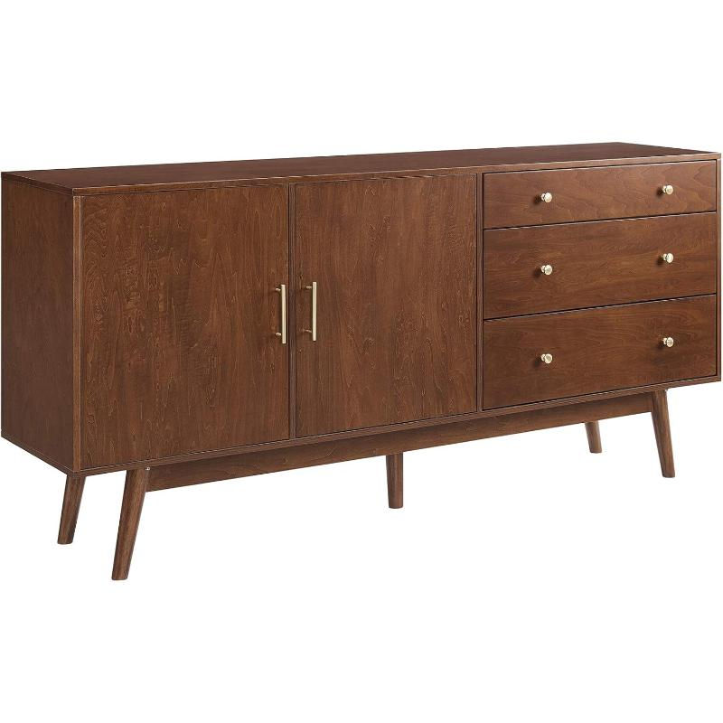 Mid Century Modern Wood Buffet Sideboard Walnut