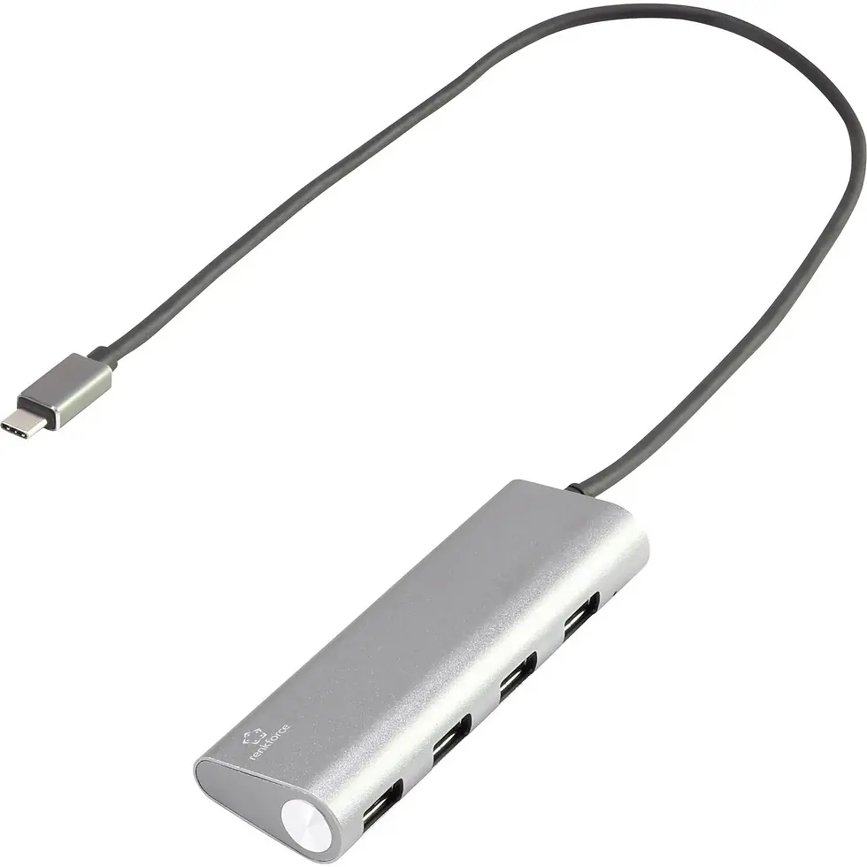 Thumbnail: Renkforce 4 Port USB 3.1 Gen 1 Hub with Aluminum Housing Silver