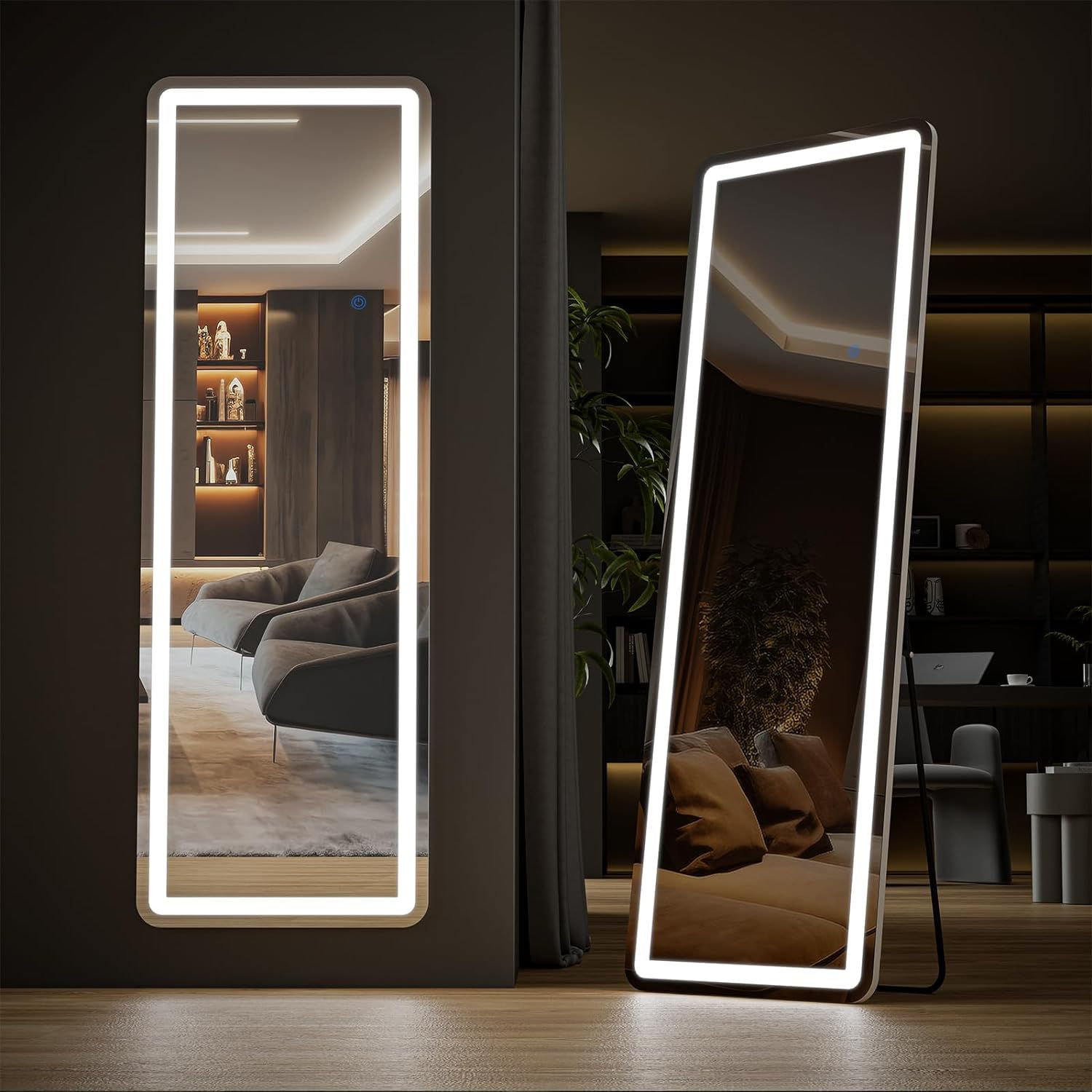 LED Full Length White Mirror