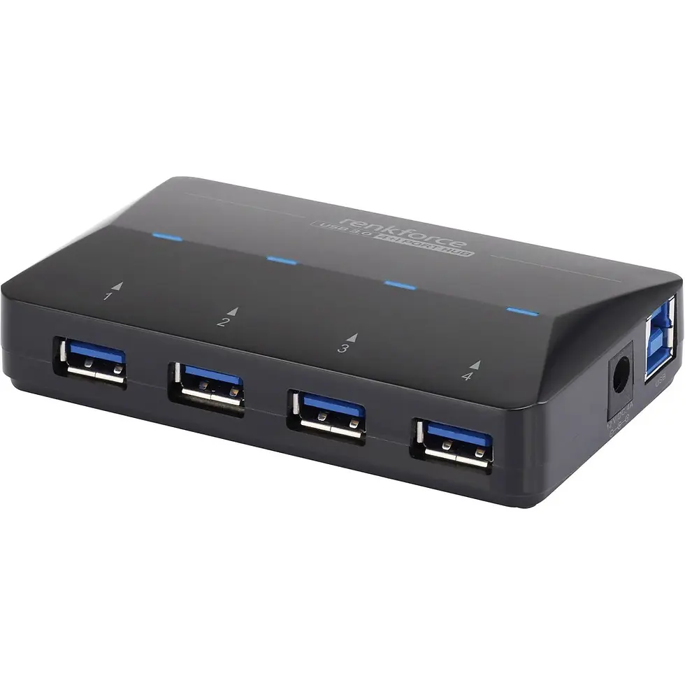 Miniaturbild: Renkforce 4+1 port USB 3.2 Gen 1 hub (USB 3.0) with fast charging port, with sta