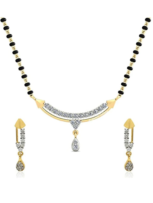 Thumbnail: American Diamond Mangalsutra Pendant with Chain & Earrings for Women