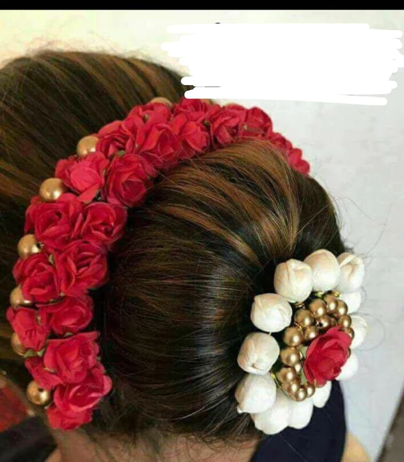 Hair accessories Red Gajra Artificial Flower Jewelry Handmade