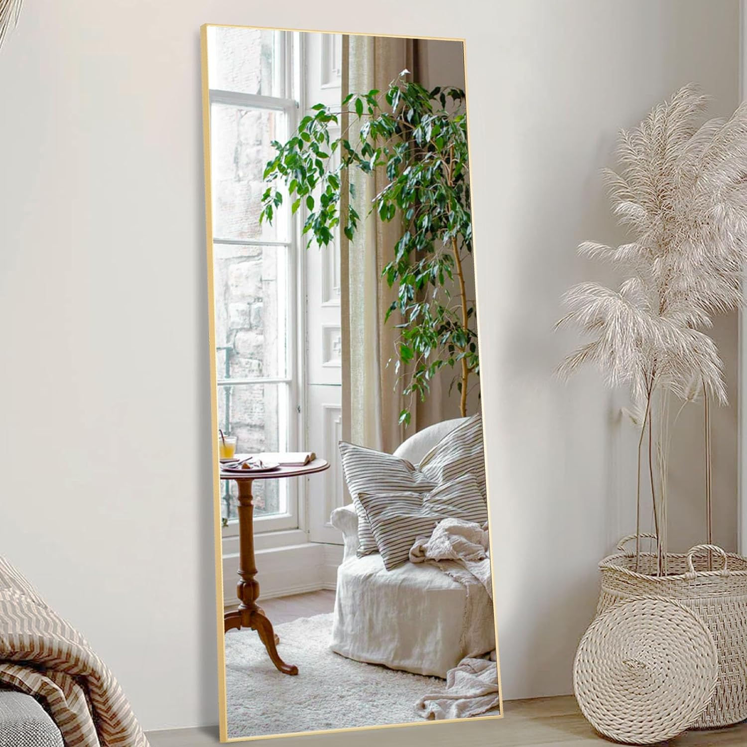 Full Body Floor Gold Mirror