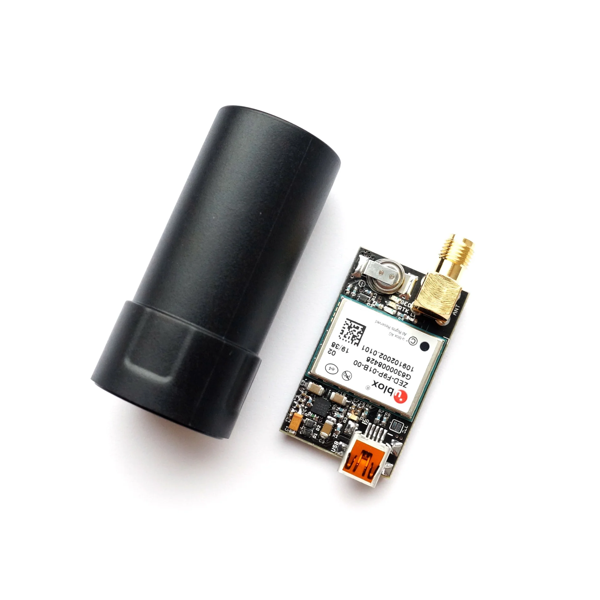 ZED-F9P RTK GNSS receiver board with GNSS Active Quad Helix Antenna