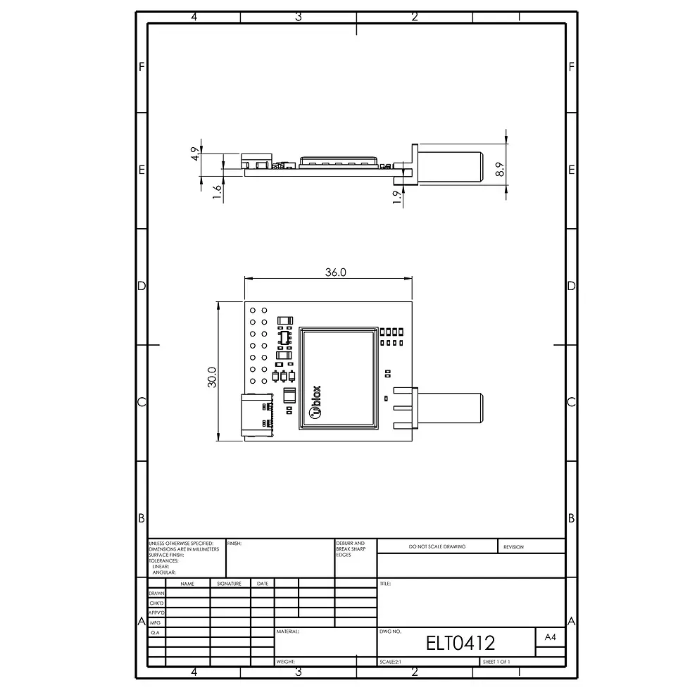 Thumbnail: ZED-F9P InCase PIN RTK GNSS Receiver Board w/ SMA + USB-C