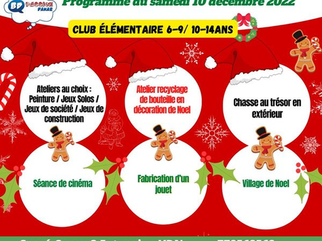 PROGRAMME SAMEDI  10 décembre 2022/Club élémentaire (6-9/10-14) ans