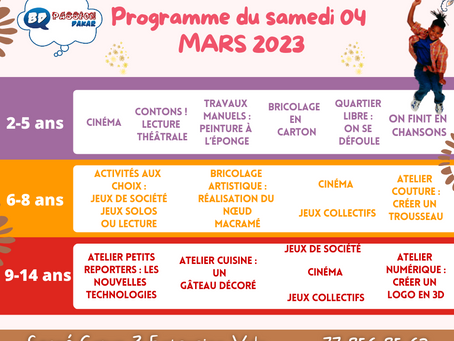 Programme du samedi 04 mars pour tous les âges