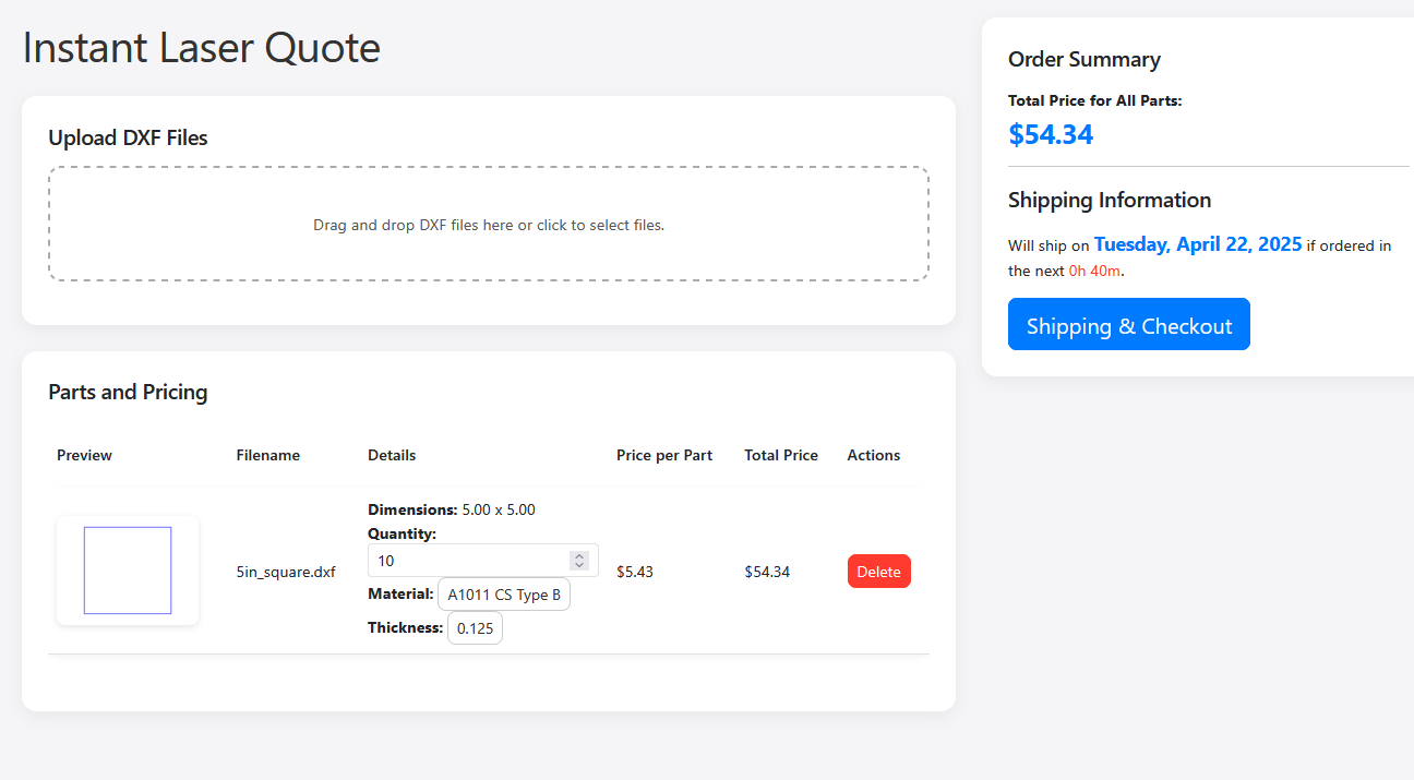Pricing dashboard