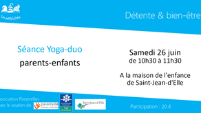 Séance de yoga ludique en duo samedi 26 juin à 10h30
