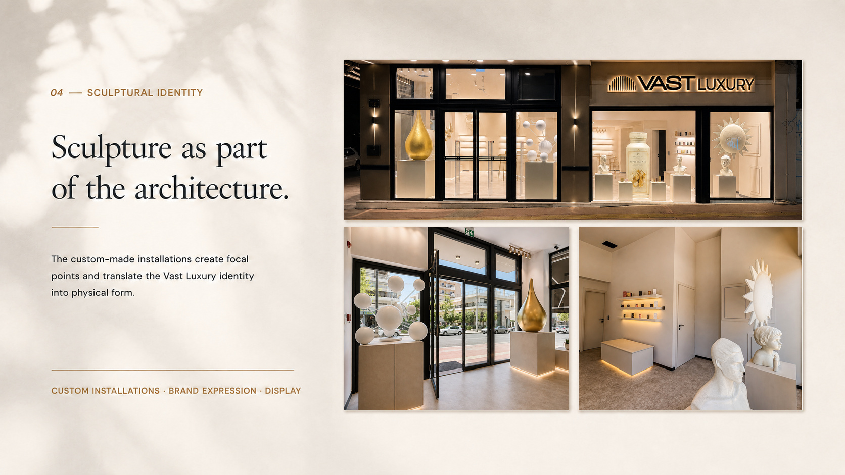 Strip 04 – Sculptural Identity editorial section for the Vast Luxury project by V-Architects.