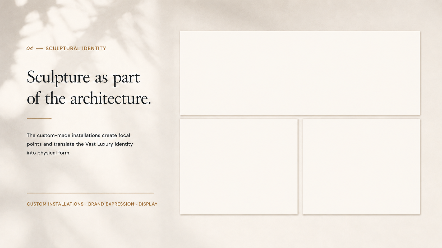 Strip 04 – Sculptural Identity editorial section for the Vast Luxury project by V-Architects.