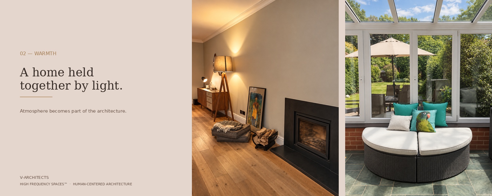Living spaces and warm material palette at the London Residence