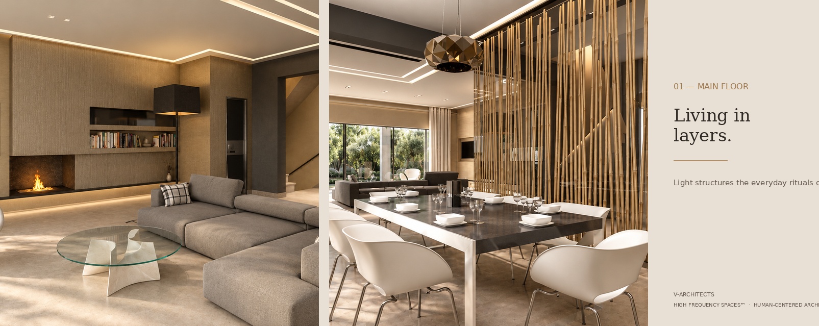 Main living and dining spaces at the Kefalari Residence