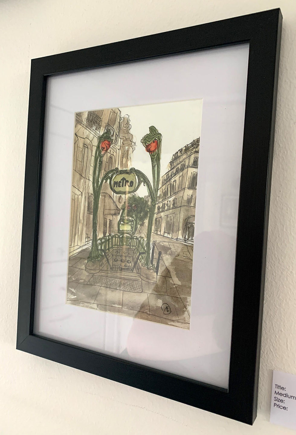 Thumbnail: City Series: Metro, Paris - Original Pen & Watercolour on Paper Framed