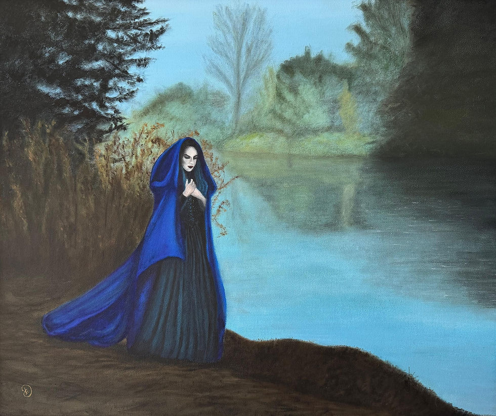 Thumbnail: Veiled Solitude - Original Oil on Canvas, Framed