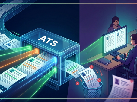 Um sistema de ATS analisando currículos