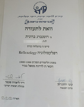 תעודת סיום קורס רפלקסולוגיה