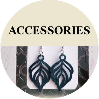 Accessories. Faux leather earrings, earrings, hair bows, and more.
