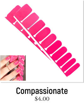 Compassionate Nail Polish Wraps. Eye-catching, classic pink nail color. Jaysea Nails lacquer strips nail stickers.