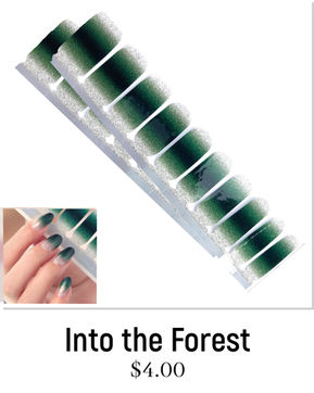 Beautiful silver to dark green glitter ombre nail design for Christmas with Jaysea Nails real nail polish laquer strips