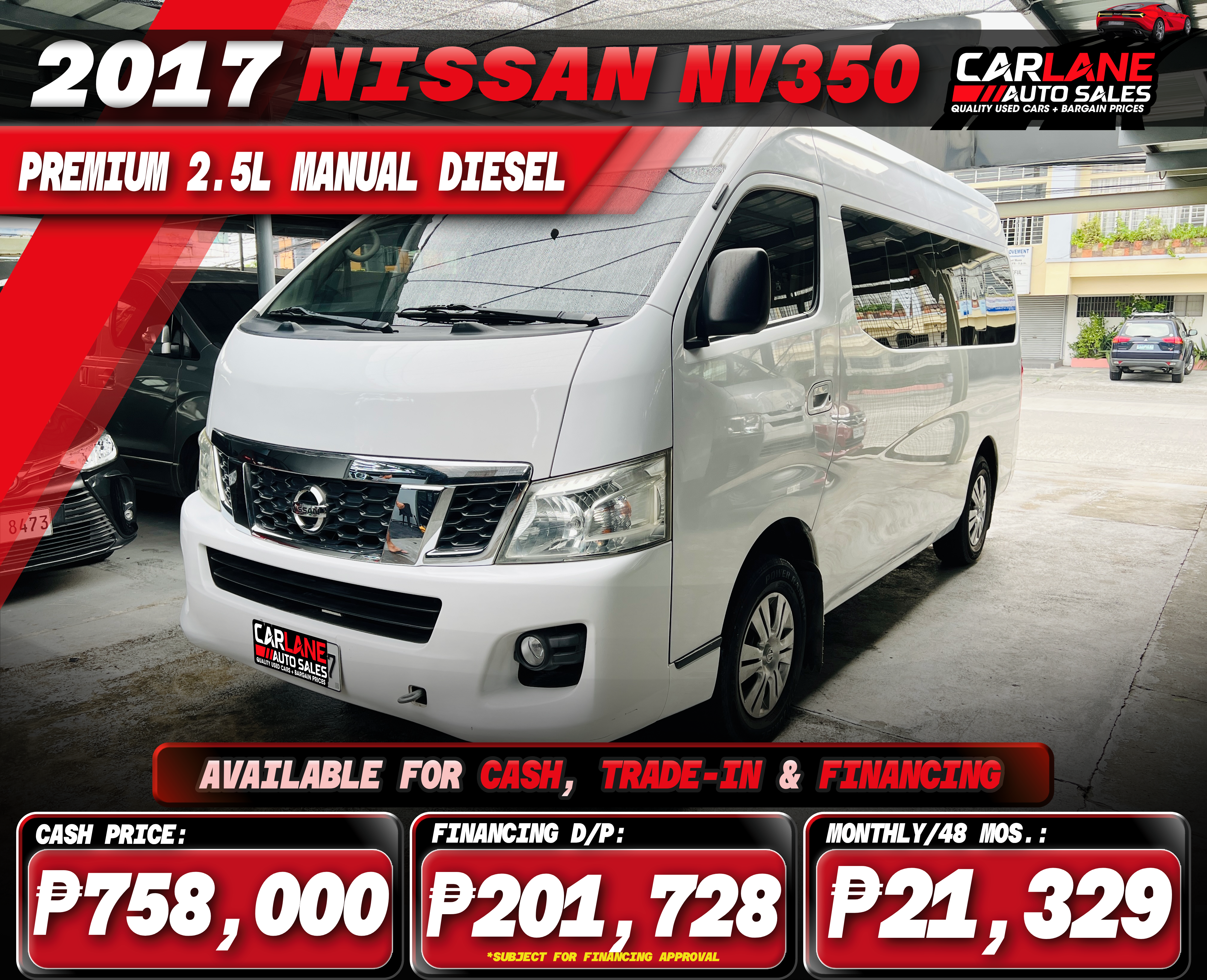 2017 NISSAN NV350 PREMIUM 2.5L M/T DIESEL PREMIUM! TOP OF THE LINE! 49,000 KMS O