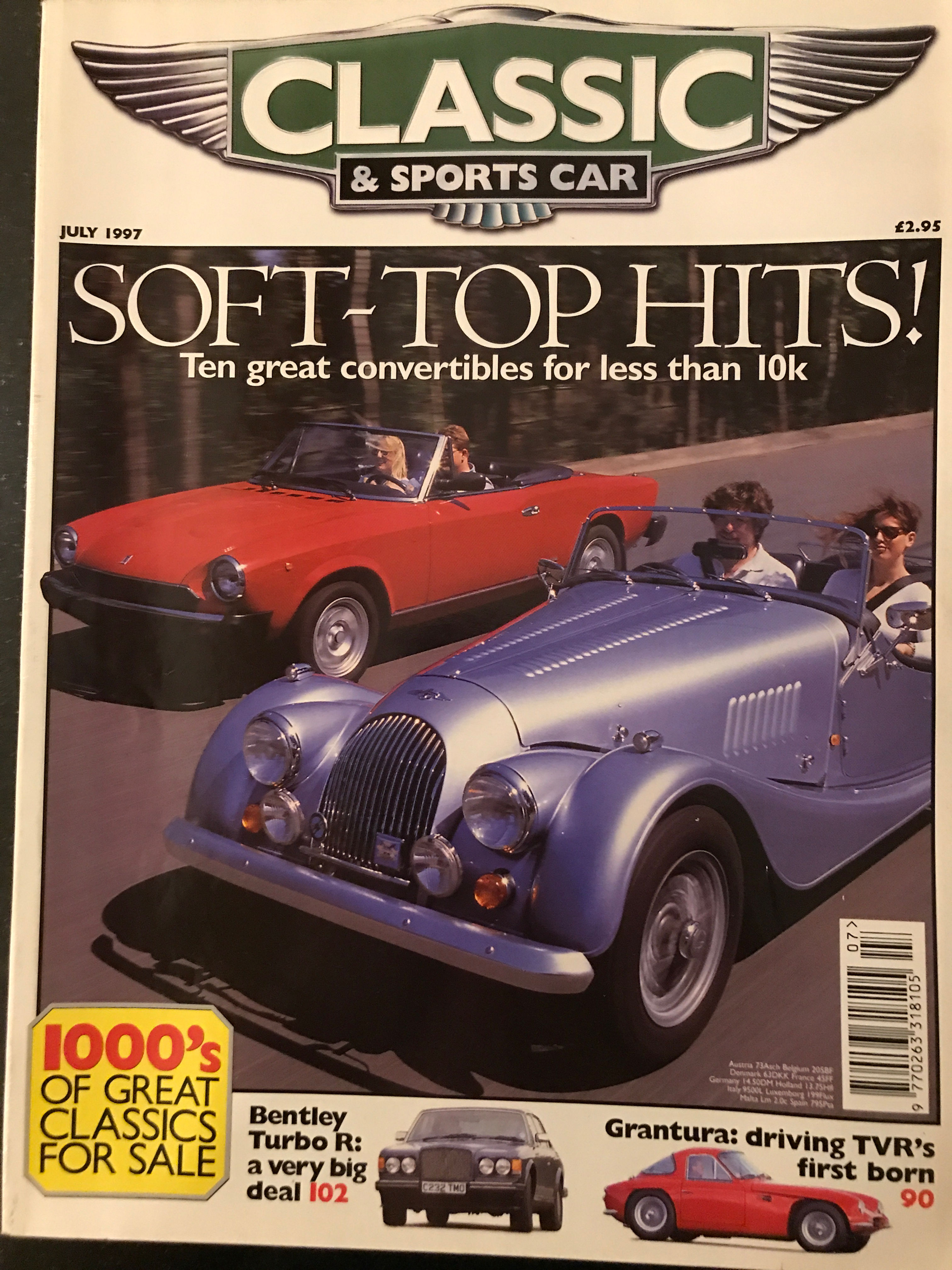 Classic and Sportscar Magazine July 1997 TVR Grantura MG TF Triumph GT6 Delage