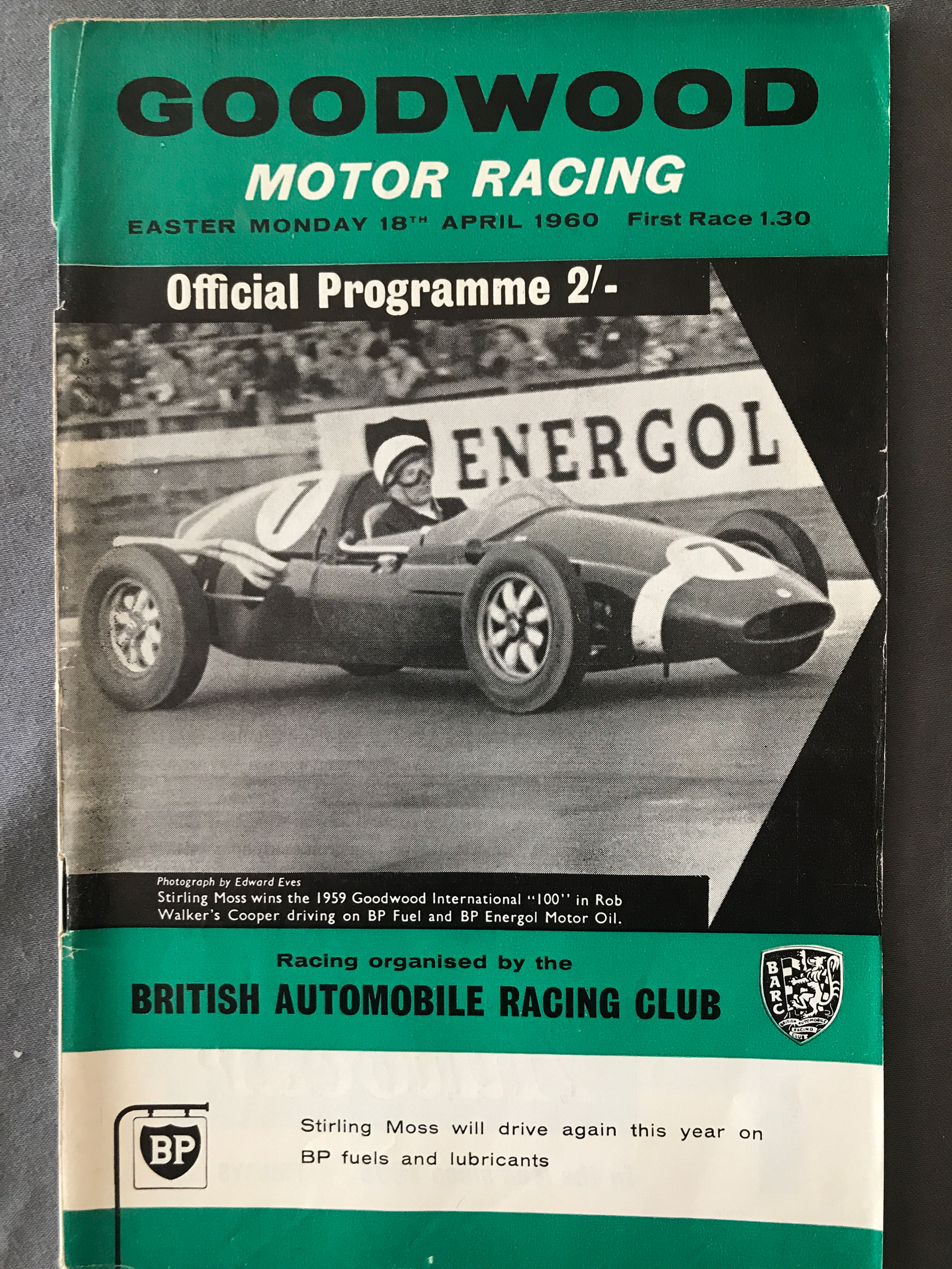 Race Programme 18 April 1960 Goodwood  Formula 1 Sports  Cars F2 Junior  A5