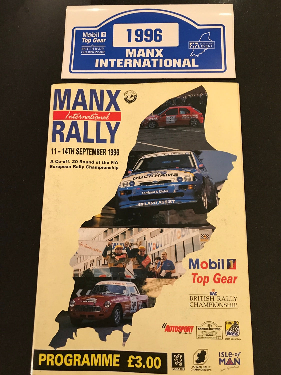 British Rally Programme Manx International 11-14 September 1996 I+ Sticker A4