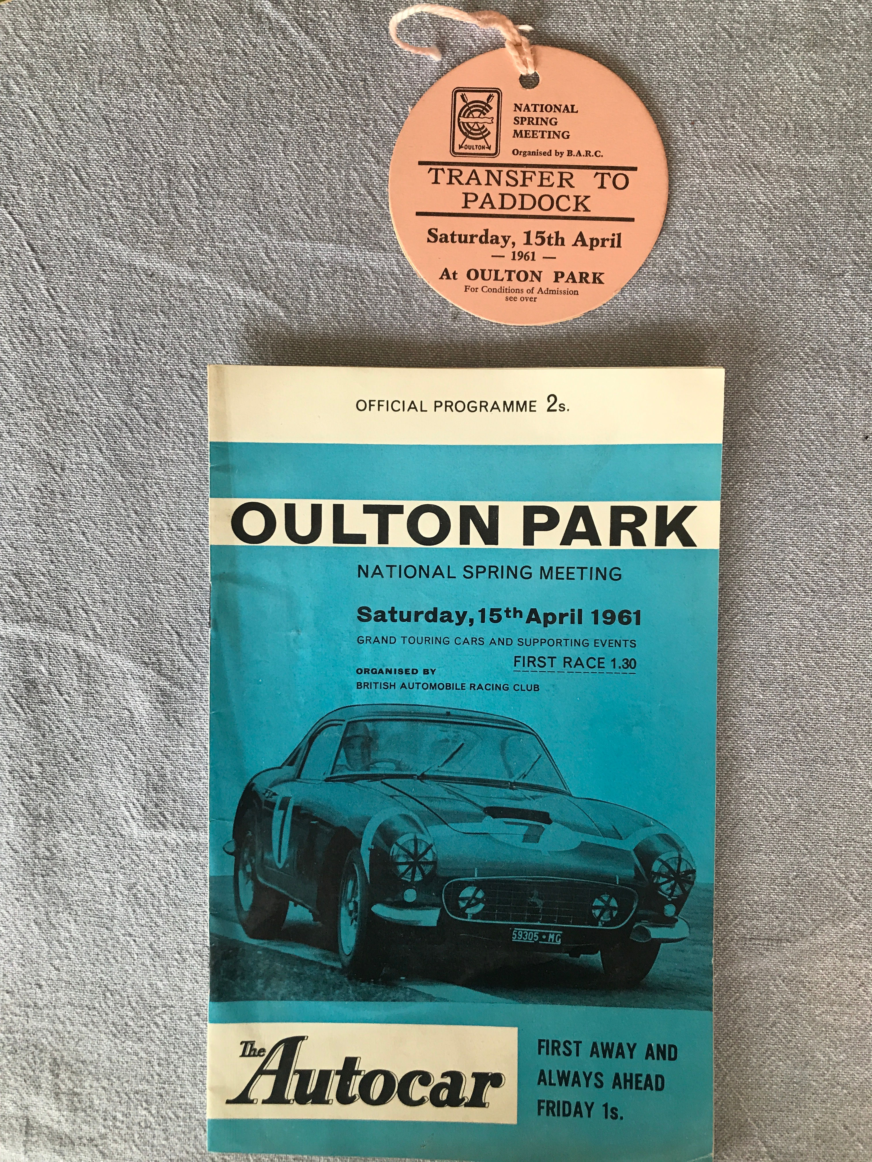 Race Programme Oulton Park 15 April 1961 Jaguar E Type First Race Win Photo  A5