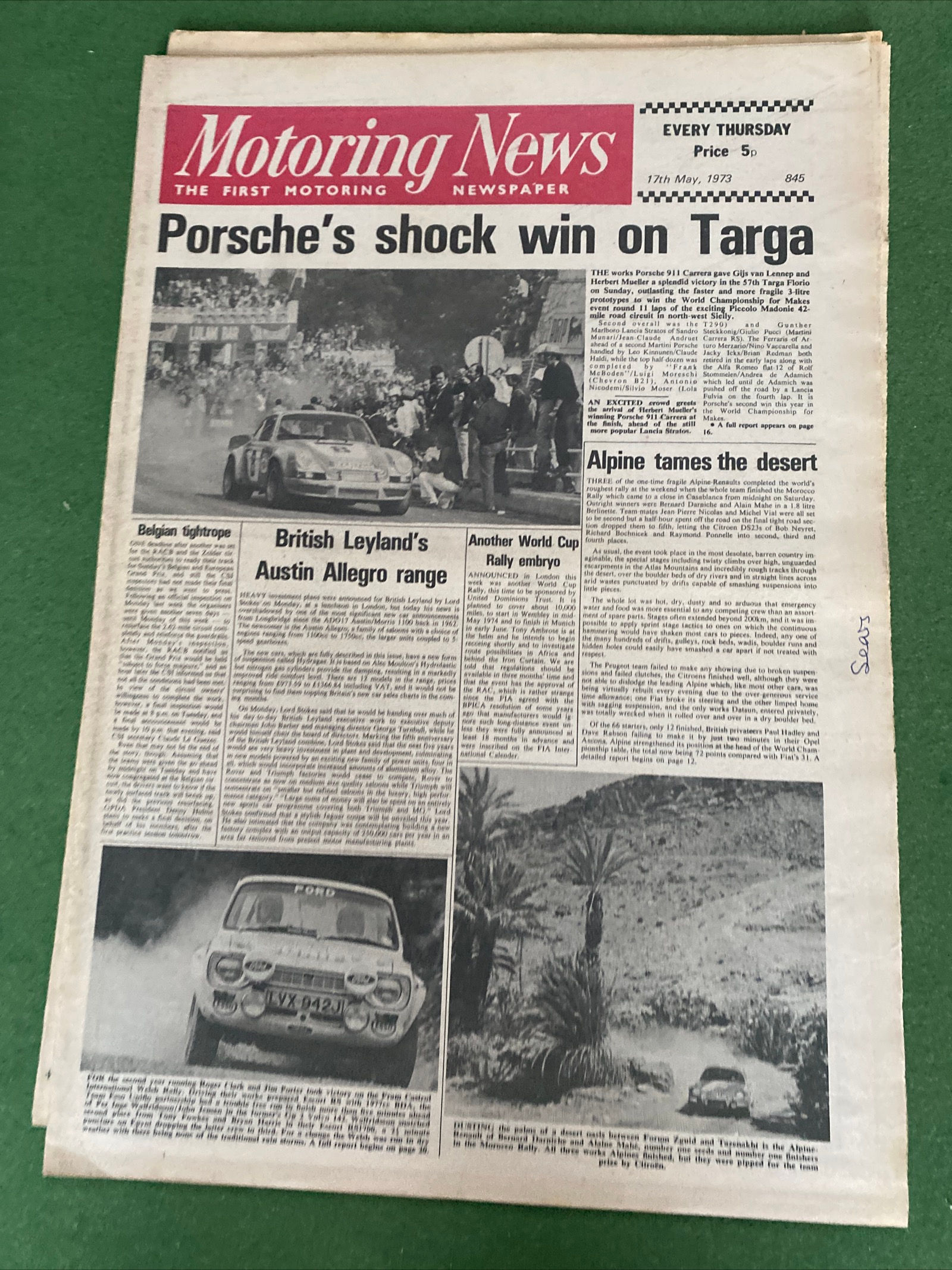 Motoring News 17 May 1973 Porsche Wins Targa Florio Clark Escort Welsh Rally