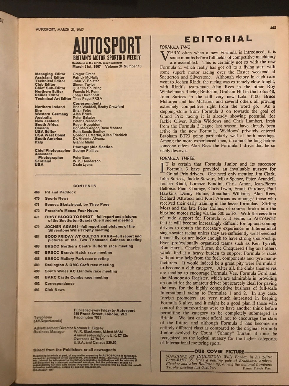 Thumbnail: Autosport 31 March 1967 Rindt Brabham wins Snetterton F2 & Silverstone 