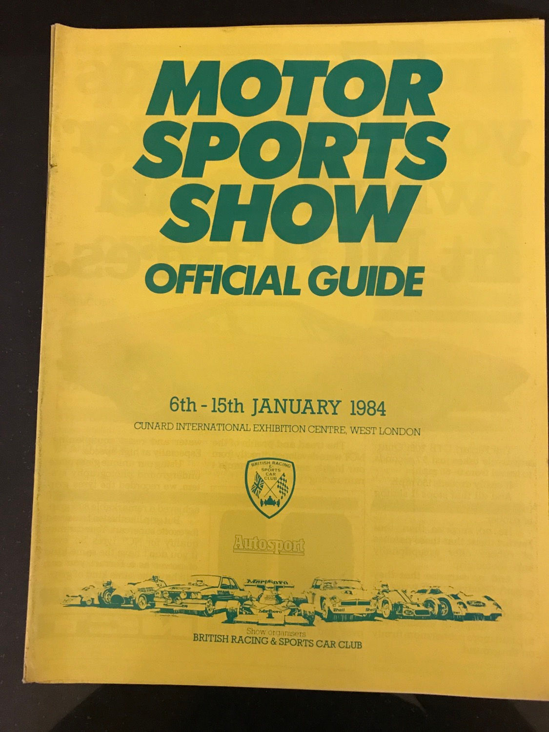 Programme Guide Motor Sport Show 6-15 January 1984 Autosport BRSCC West London