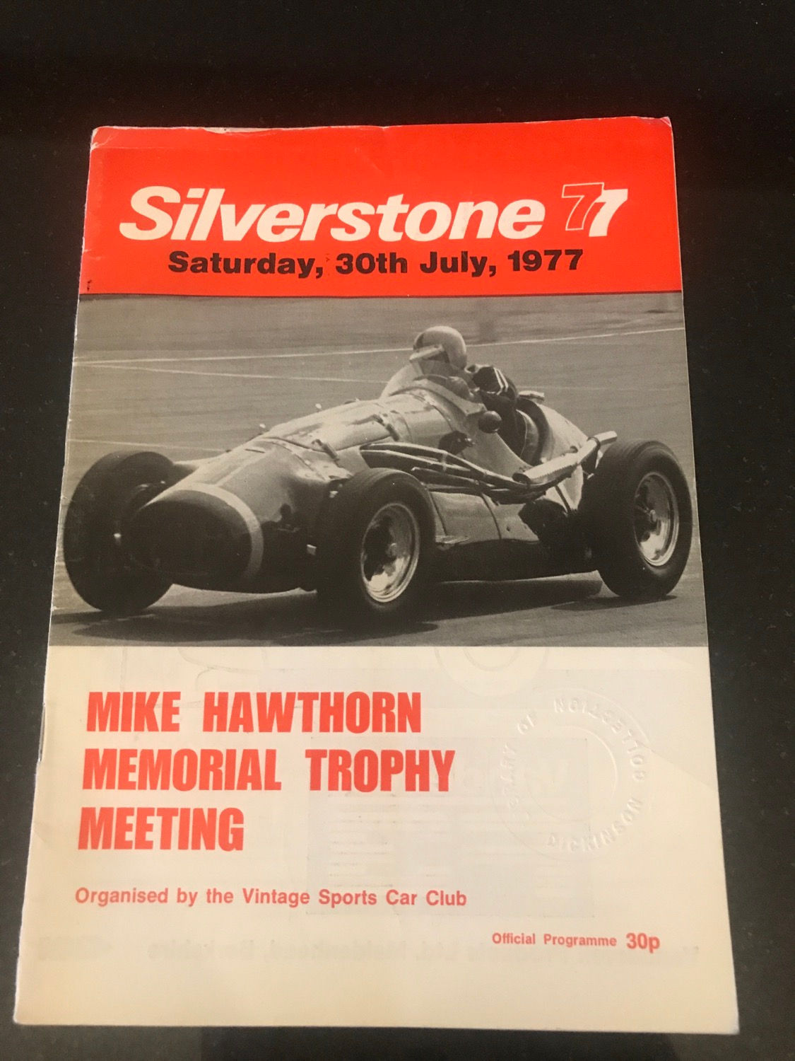 Programme Race Silverstone 30 July 1977 VSCC Mike Hawthorn Trophy Vauxhall  A5