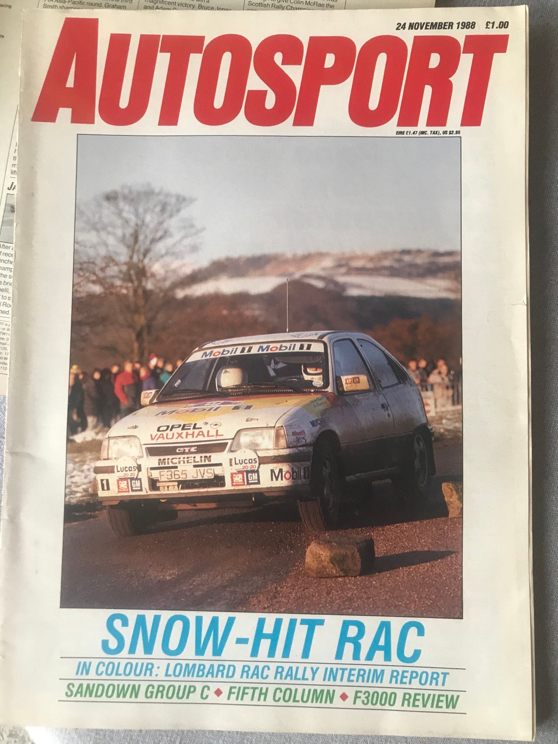 Autosport Magazine 24 November 1988 Lombard Rally Interim Report F3000 Review 