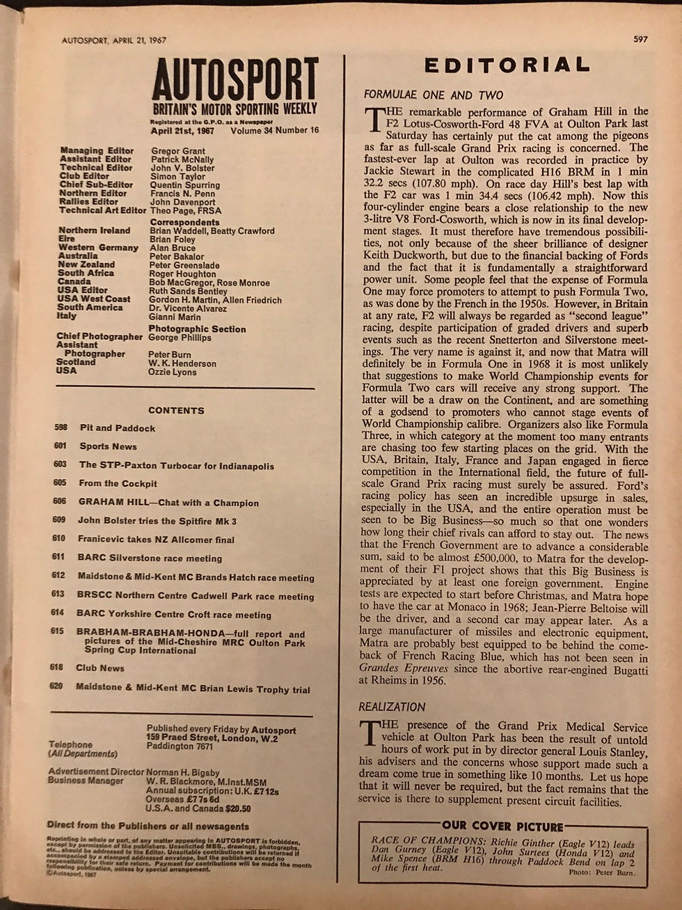Thumbnail: Autosport 21 April 1967 test Triumph Spitfire Mk3 interview Graham Hill Brabham 