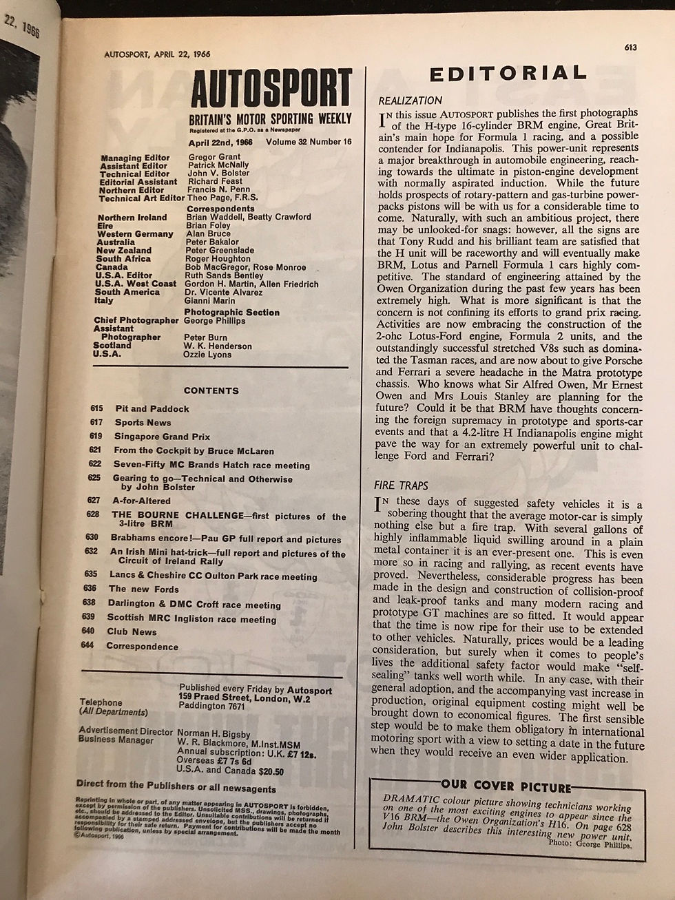 Thumbnail: Autosport 22 April 1966 BRM H16 Fall Mini circuit Brabham wins Pau F2 GP 