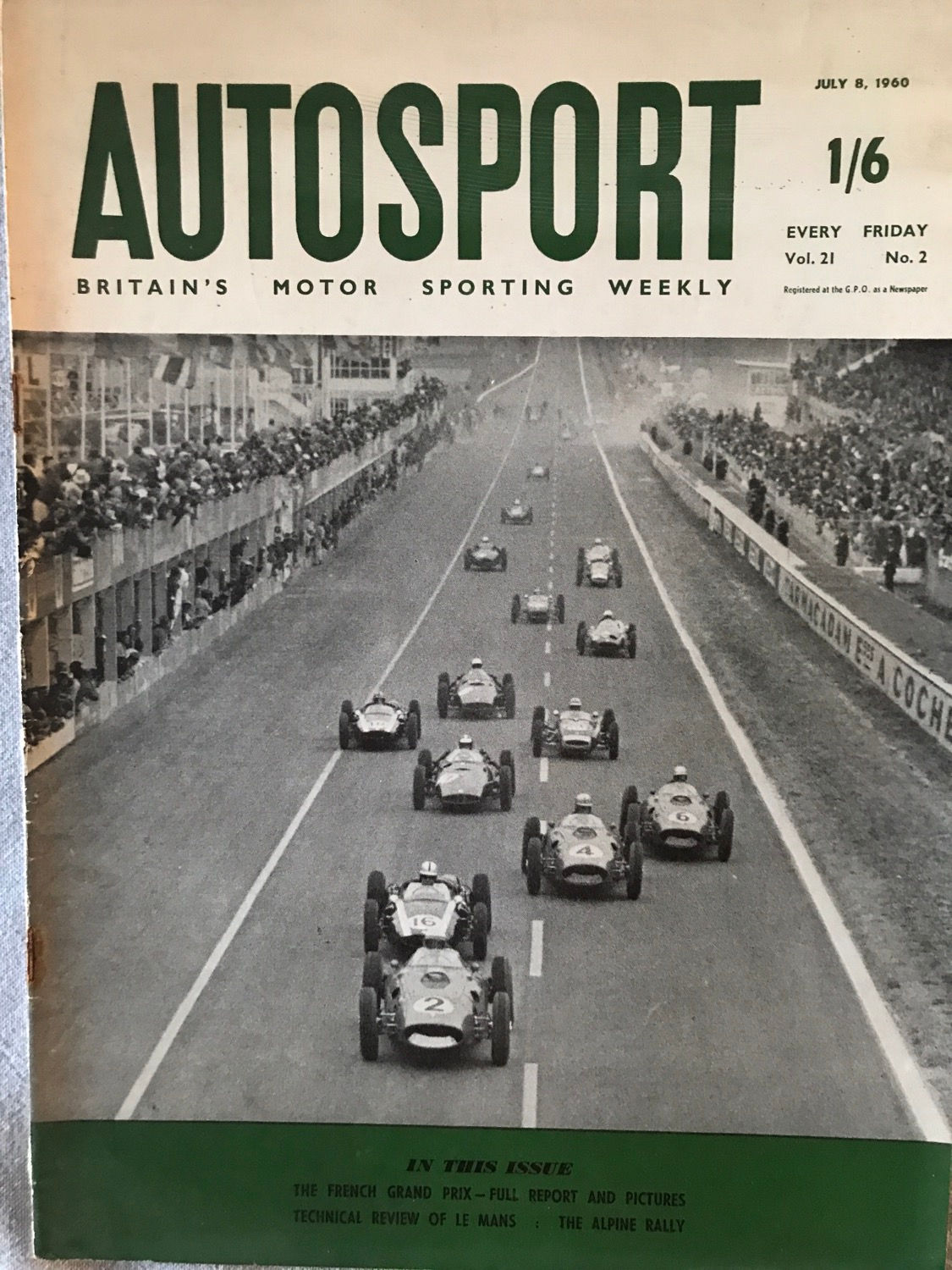 Autosport 8 July 1960 Brabham Cooper wins French F1 GP Le Mans 24h Alpine rally